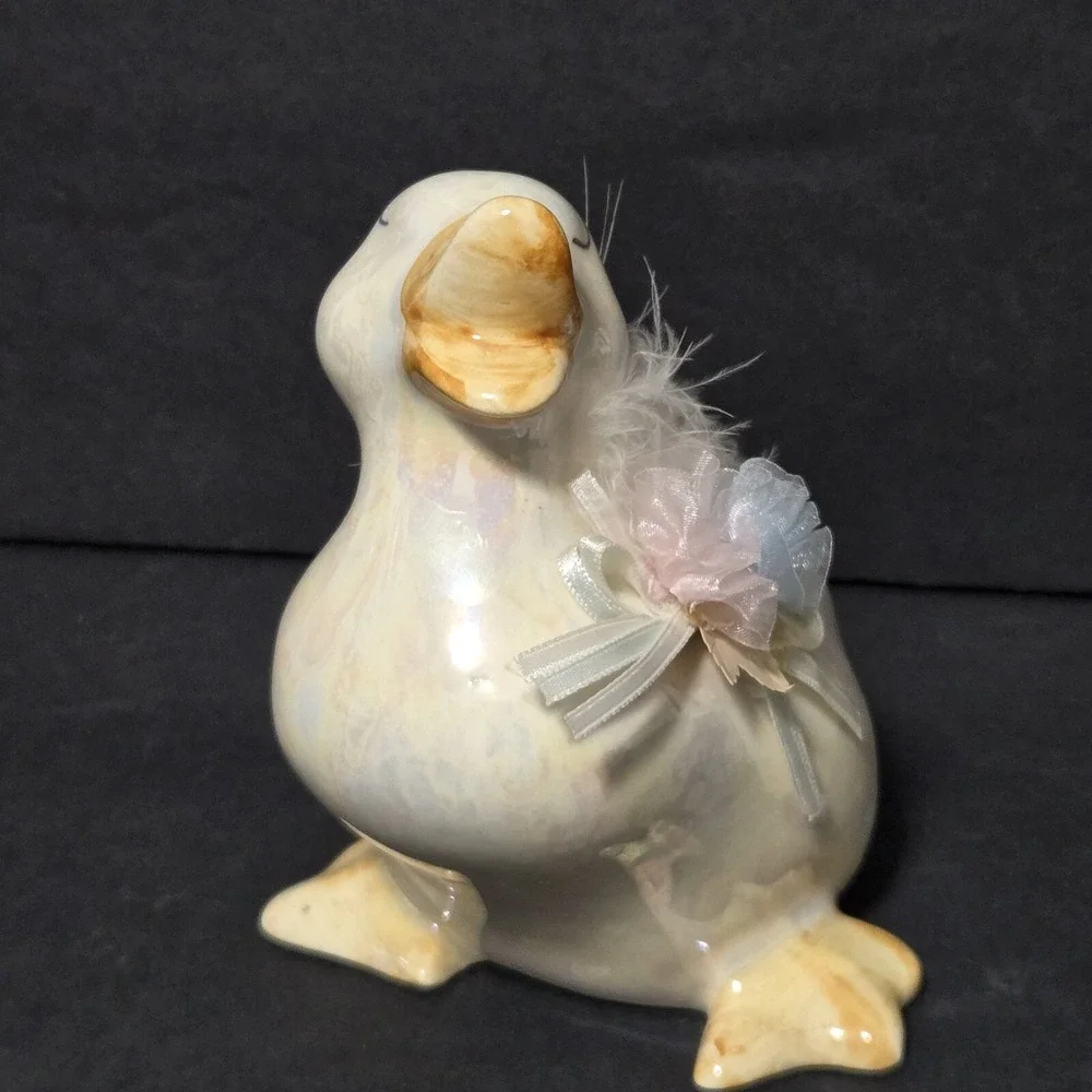 Vintage Enesco Duck Goose Cottagecore Easter Figurine Ceramic Kitchen Decor 1984